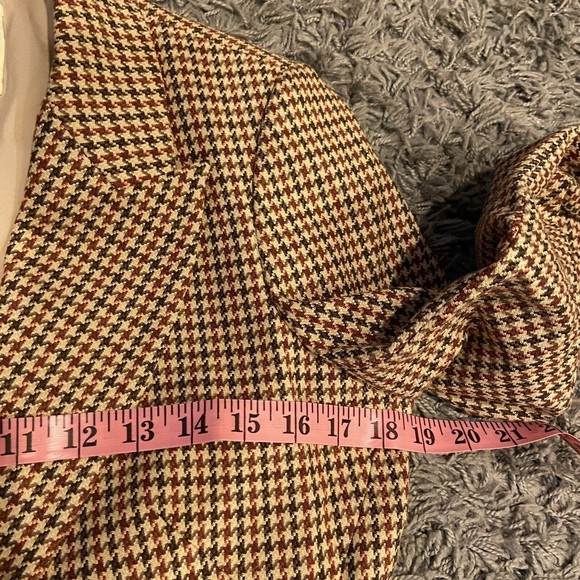L’AGENCE Chamberlain Blazer In Tan Burgundy Houndstooth Size 4 - Picture 13 of 16